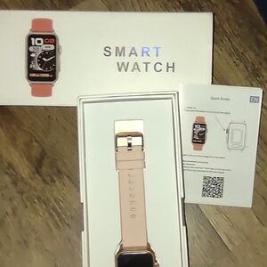 Elegant Smartwatch with Peach Strap